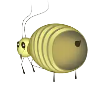 a cartoon drawing of a bug with a very large belly