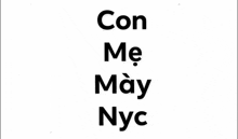 a white background with the words con me may nyc written in black letters .