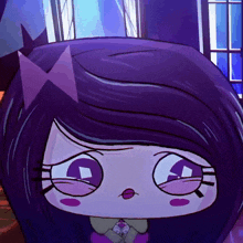 a cartoon girl with purple hair and a star on her head