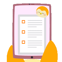 an illustration of a person holding a tablet with a checklist on the screen