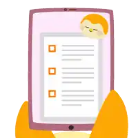 an illustration of a person holding a tablet with a checklist on the screen