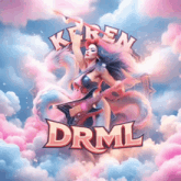 a picture of a woman holding a guitar with the name drml on it