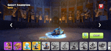 a screenshot of a game with a ghost champion gold