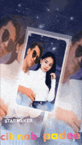 a picture of a man and a woman with the words starmaker cik nab padee below them