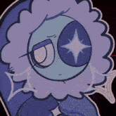 a drawing of a person with a blue eye and a star in it