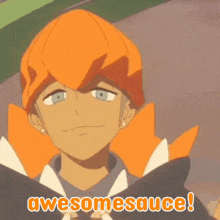 a picture of a cartoon character with the words awesomesauce on it