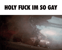 a poster that says holy fuck im so gay in black letters