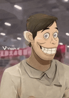 a cartoon drawing of a man with a big smile and the words viggle.ai on the bottom