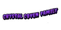 a logo for the crystal coven family with purple and black letters
