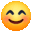 a pixel art illustration of a smiling smiley face with closed eyes on a white background .