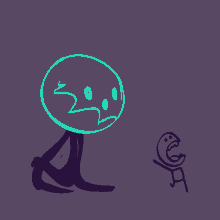 a drawing of a monster with a smiley face on its face