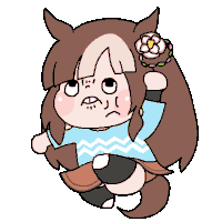 a cartoon character with a flower in her hair