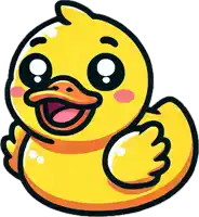 a cartoon illustration of a yellow rubber duck waving