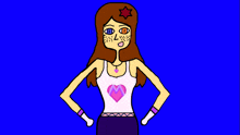 a cartoon of a girl with a heart on her shirt