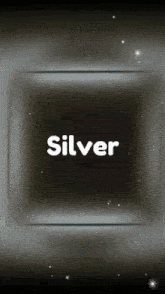 a black background with silver written in white on it