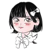 a drawing of a girl with a bow on her hair and a bird on her shoulder