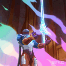 Behold The Mighty Weapon Roboto GIF - Behold The Mighty Weapon Roboto Masters Of The Universe Revelation GIFs