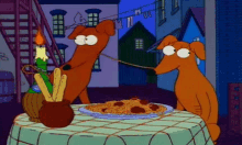 Fighting Over Spaghetti - The Simpsons GIF