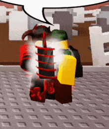 a cartoon character with a speech bubble on top of him