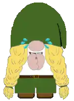 a cartoon character with a green hat and yellow arms is crying