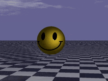 a smiley face is on a checkered floor
