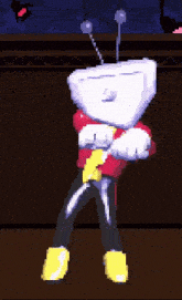 a cartoon character with a toilet head is holding a banana