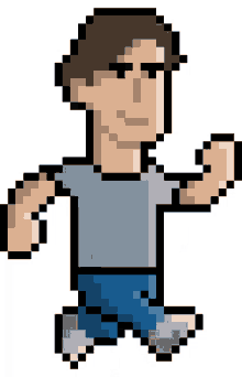 animated man running pixelated