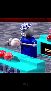 a video game screen shows a skeleton holding a bowling ball in front of a table with bowling balls on it