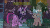 twilight sparkle from my little pony standing next to a girl