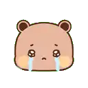 a cartoon teddy bear is crying with tears coming out of its eyes .