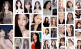 a collage of asian girls with one wearing a shirt that says " lovi "