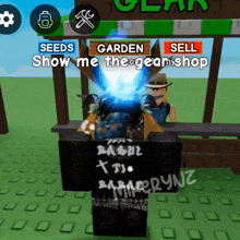 a screenshot of a video game that says show me the gear shop on it