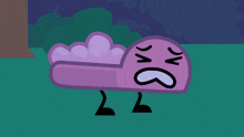 a cartoon drawing of a purple object with a surprised look on its face