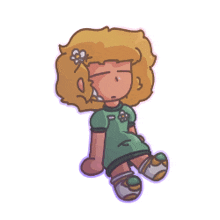 a cartoon drawing of a girl with blonde hair and a flower in her hair