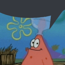 patrick star from spongebob squarepants with a speech bubble behind him
