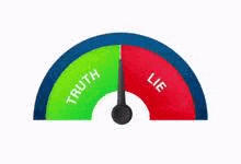 a speedometer with a green and red circle that says truth and lie on it .