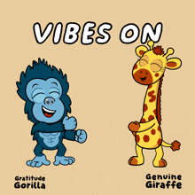 a cartoon of a gorilla and a giraffe with the words vibes on below them