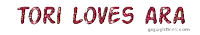 tori loves ara is written in red glitter