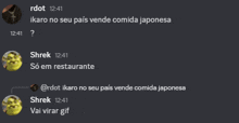 a screenshot of a conversation between shrek and rddot