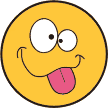 a cartoon smiley face with its tongue out