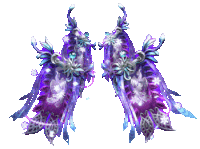 a pair of purple wings with flowers and leaves on a white background