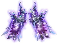 a pair of purple wings with flowers and leaves on a white background
