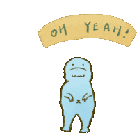 a drawing of a dinosaur with the words oh yeah on it