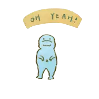 a drawing of a dinosaur with the words oh yeah on it