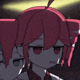 a close up of a cartoon character with red hair