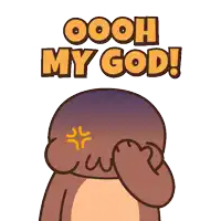 a cartoon character is covering his face with his hand and the words oooh my god above him