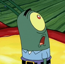 a close up of a cartoon character from spongebob squarepants with his mouth open and one eye .