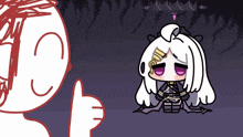 a cartoon drawing of a person giving a thumbs up to another person