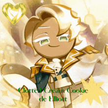 cloistered cream cookie de elliott with a heart and star behind him