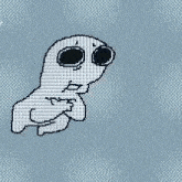 a black and white drawing of a ghost with its eyes closed